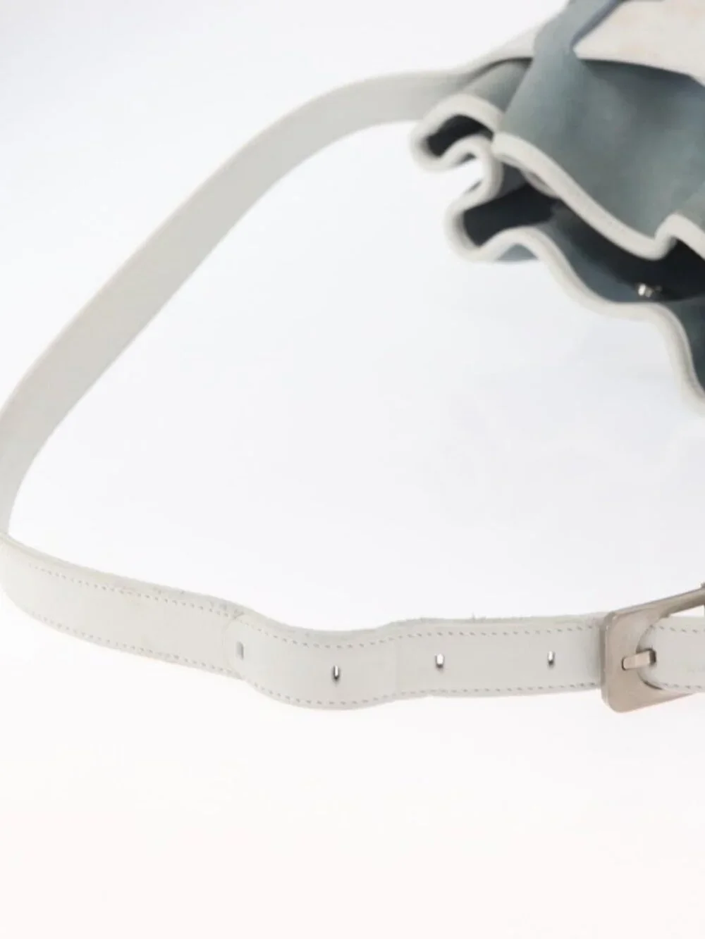 Authentic LOEWE Anagram Shoulder Bag Suede Leather Light Blue Silver - Picture 14 of 16